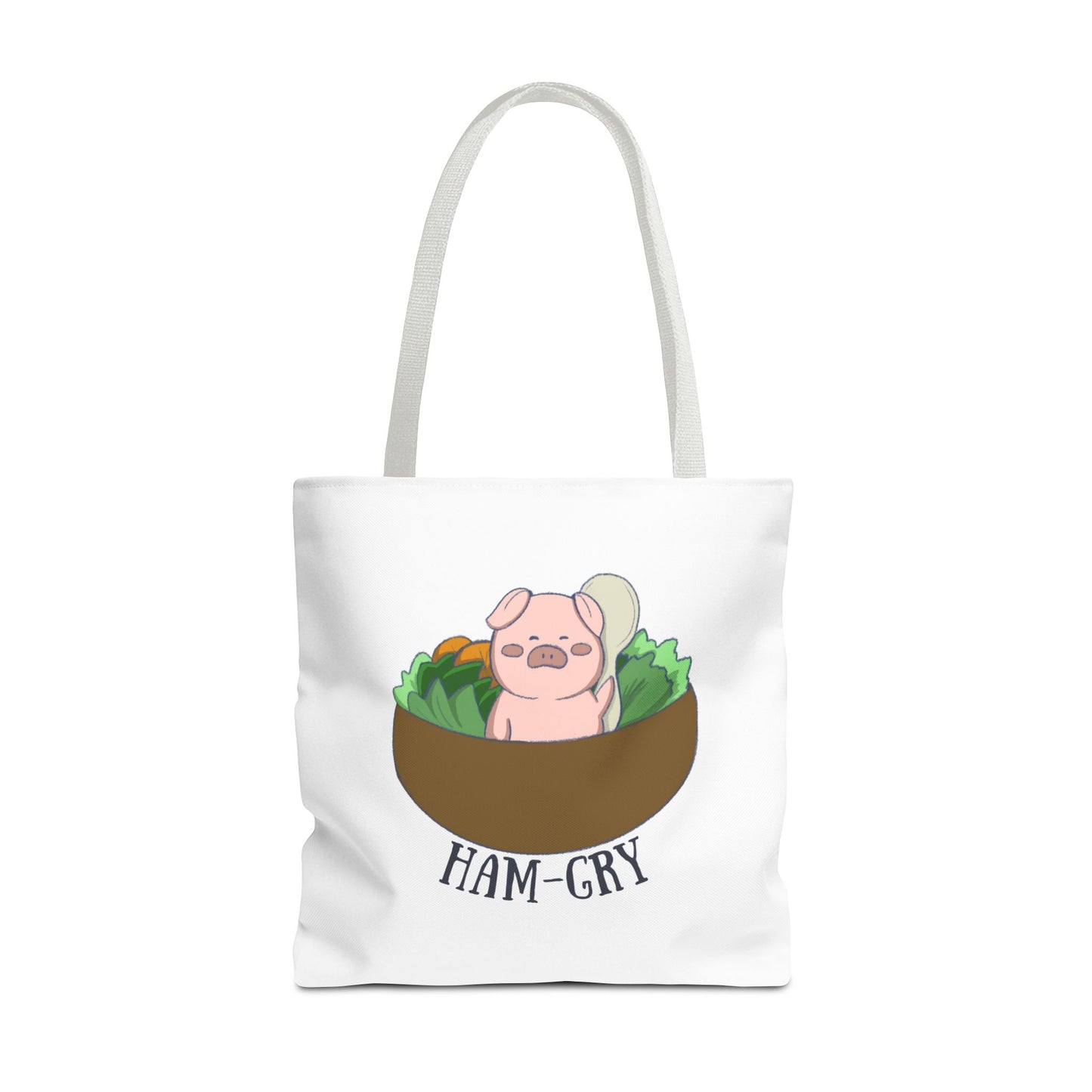 Ham-Gry Pig Pun Hand-Drawn Cartoon Tote Bag