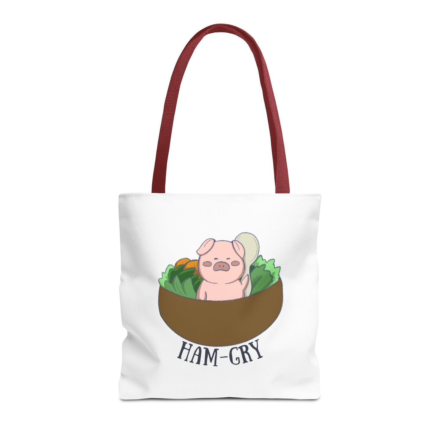 Ham-Gry Pig Pun Hand-Drawn Cartoon Tote Bag