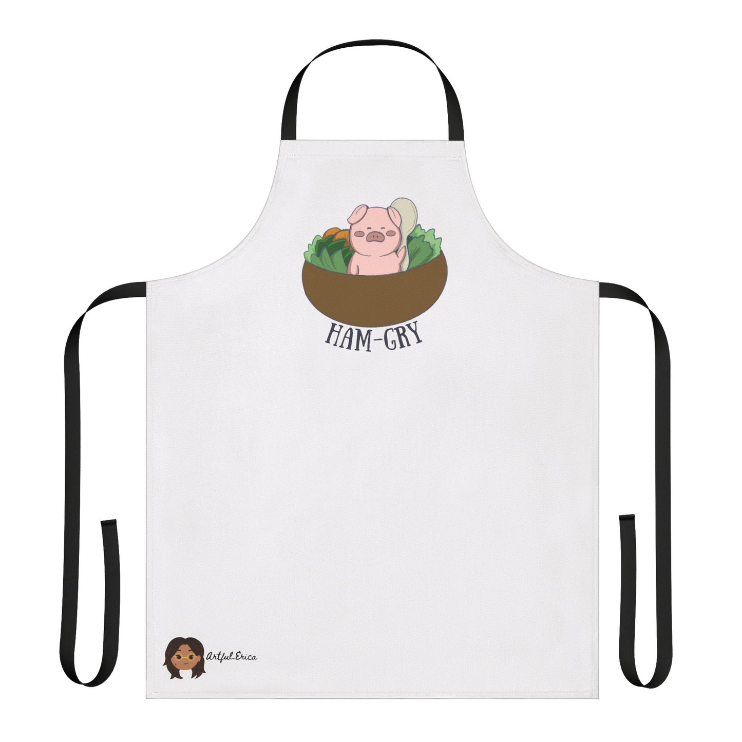 Ham-Gry Pig Pun Hand-Drawn Cartoon Apron