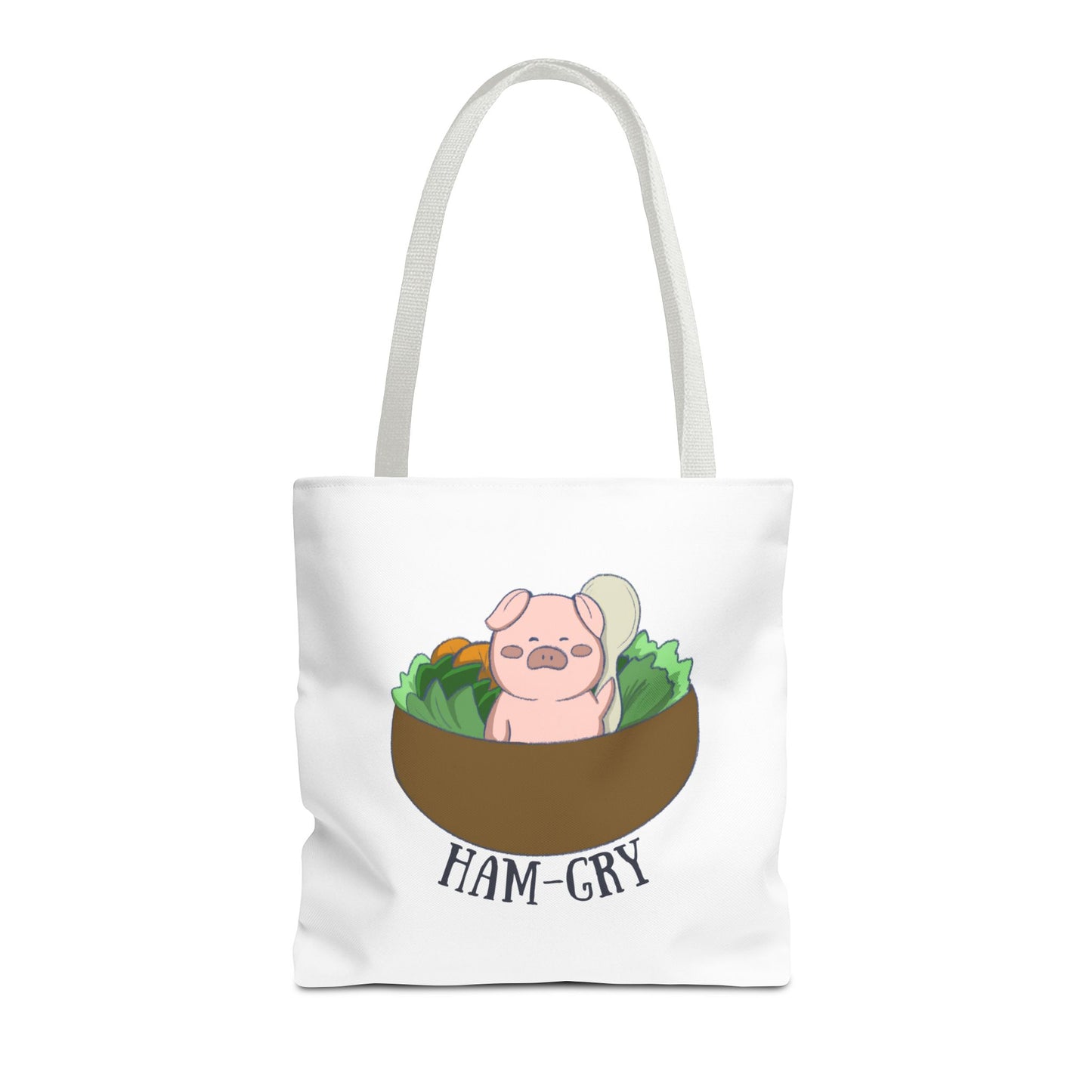 Ham-Gry Pig Pun Hand-Drawn Cartoon Tote Bag