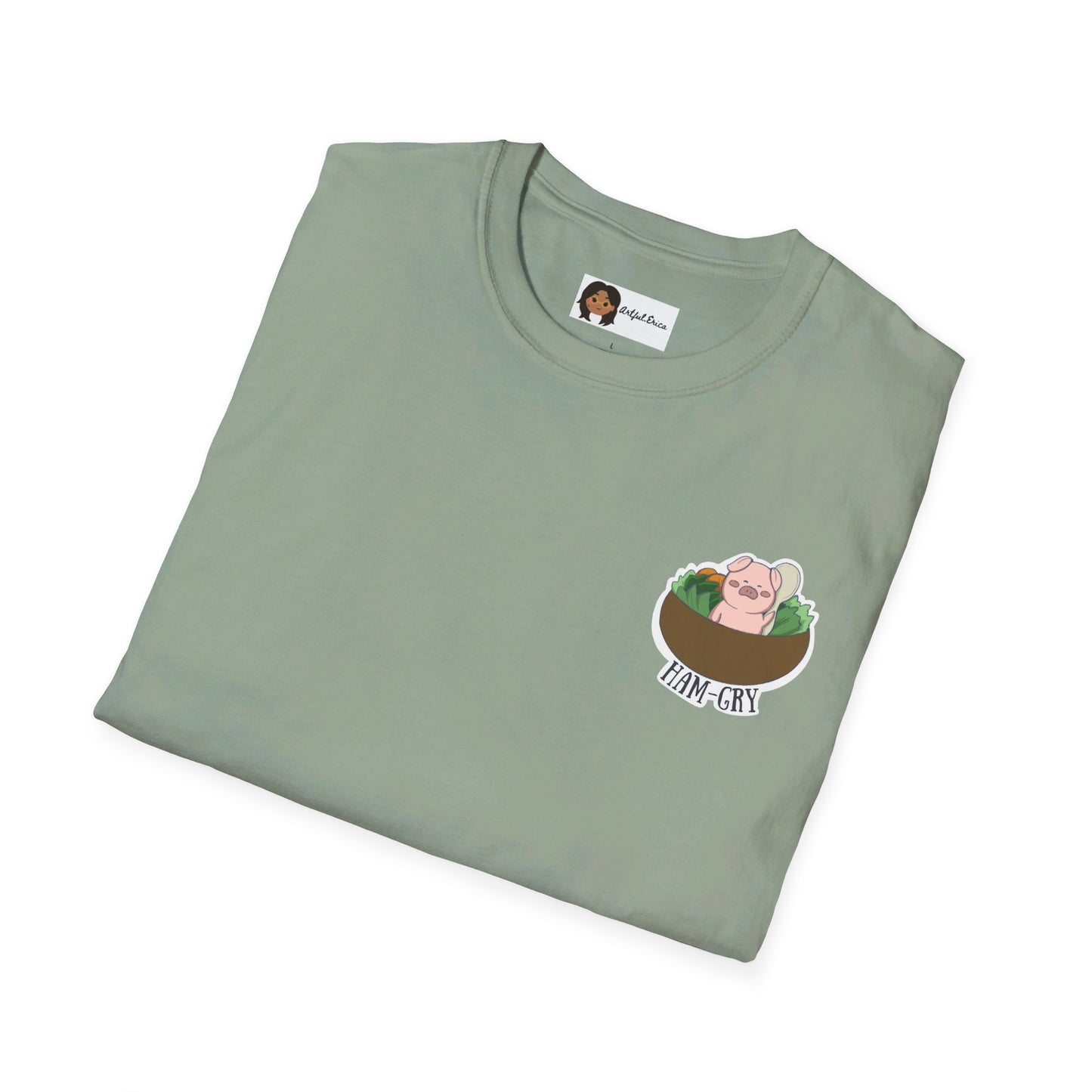 Ham-Gry Pig Pun Hand-Drawn Cartoon Shirt