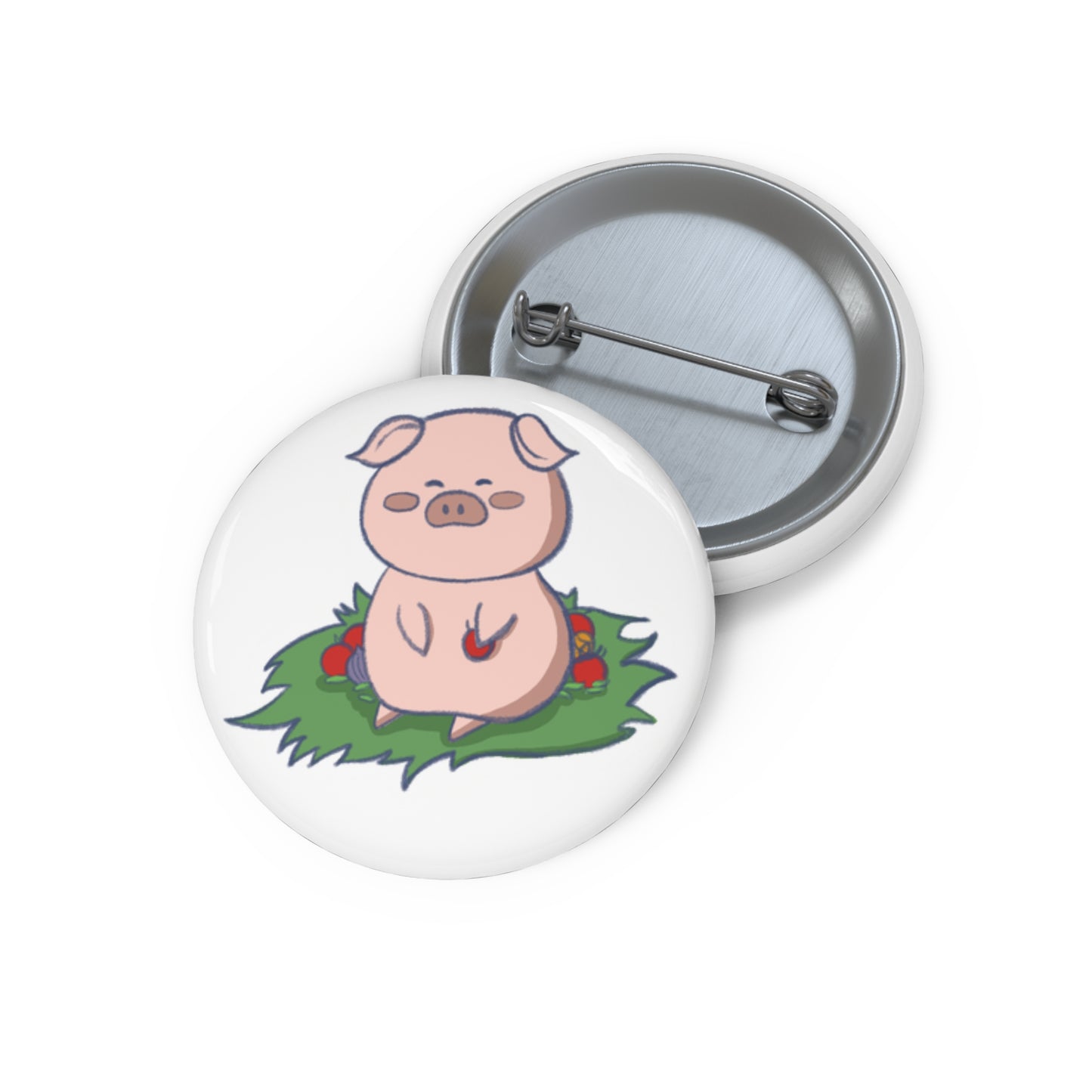 Pigasso Pig on Leaf Hand-Drawn Cartoon Pin