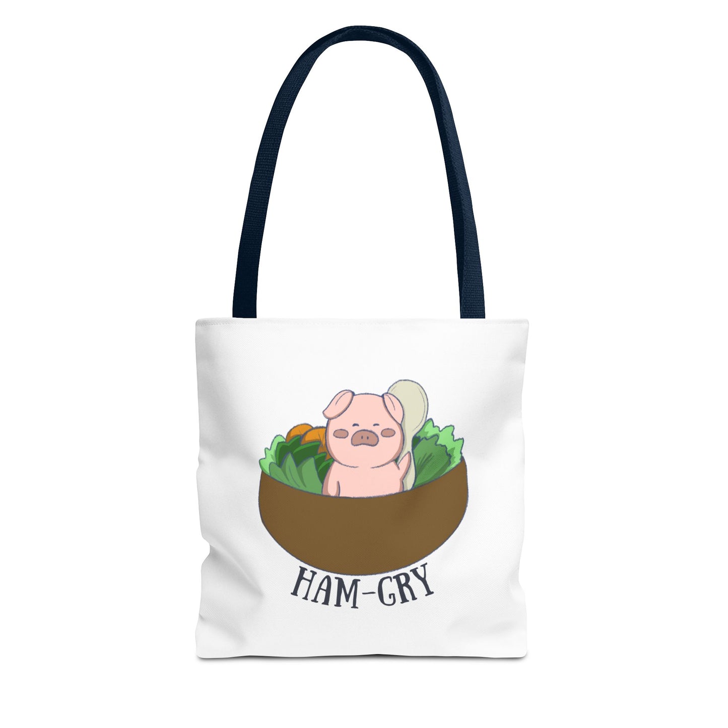 Ham-Gry Pig Pun Hand-Drawn Cartoon Tote Bag