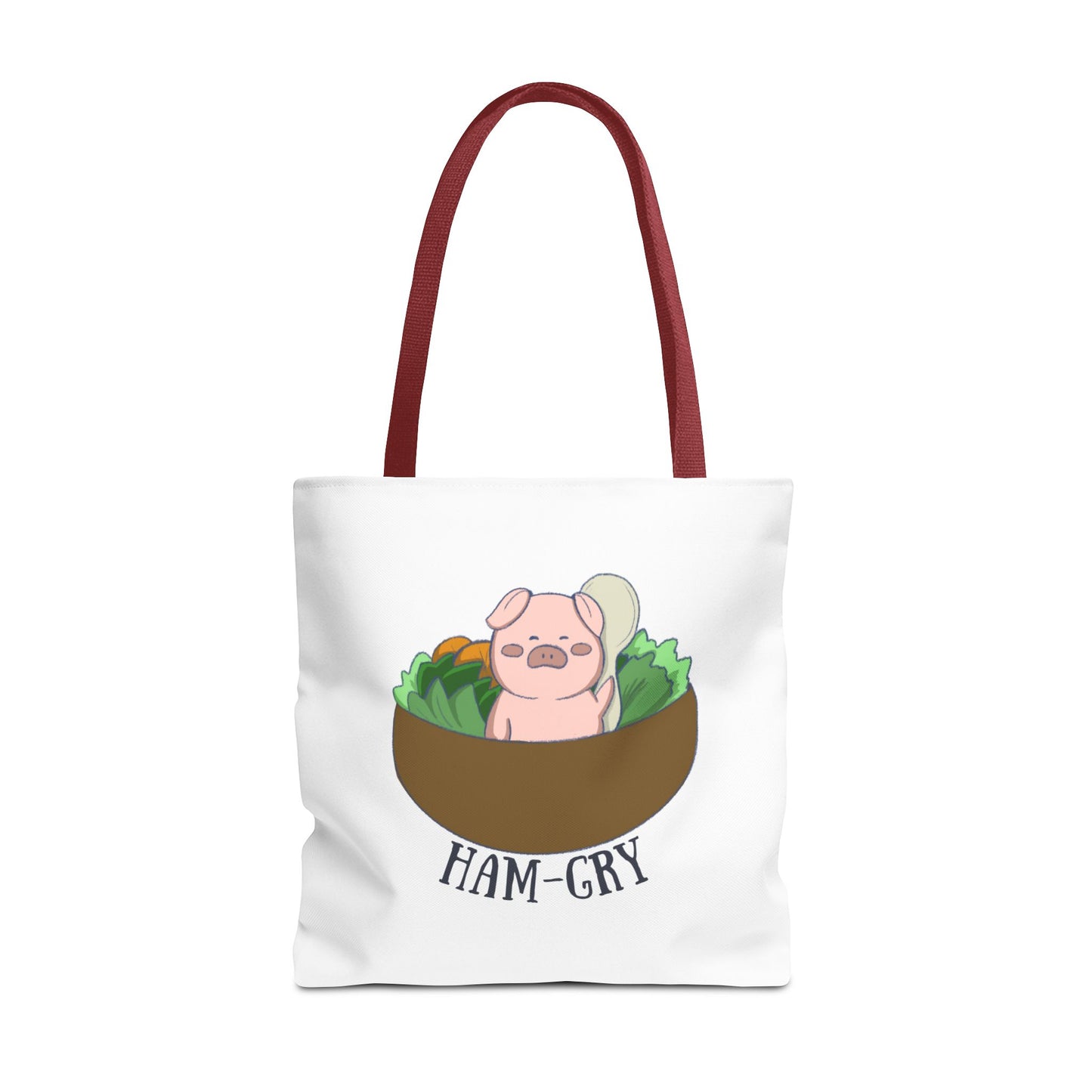 Ham-Gry Pig Pun Hand-Drawn Cartoon Tote Bag