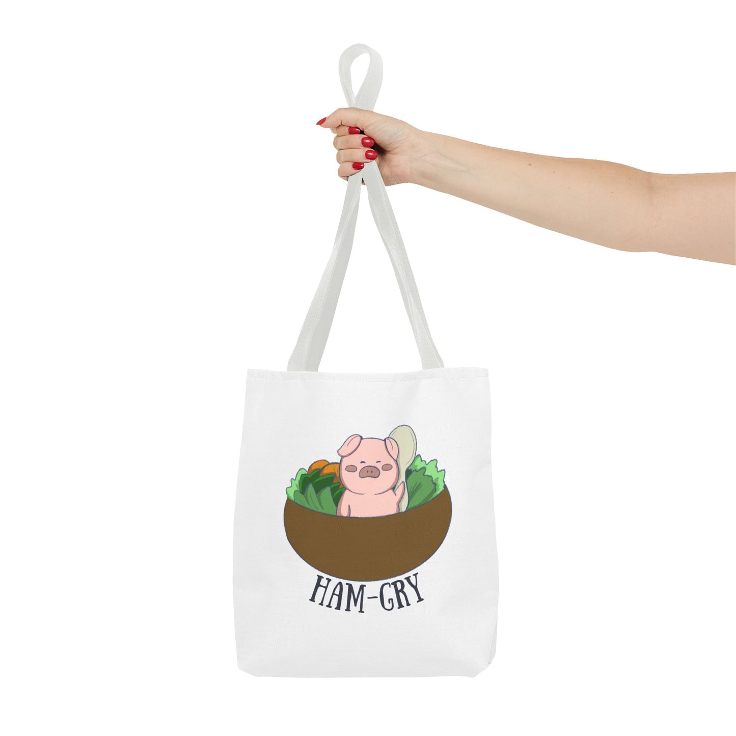 Ham-Gry Pig Pun Hand-Drawn Cartoon Tote Bag