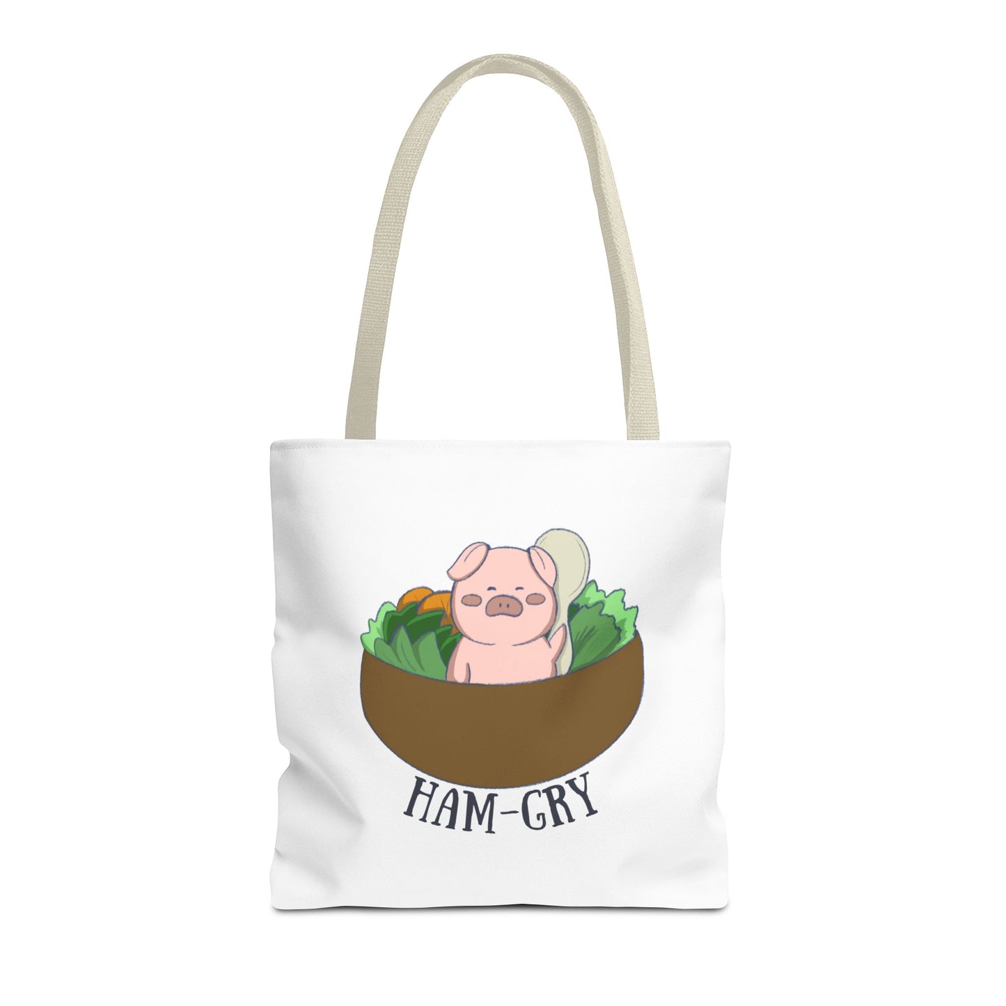 Ham-Gry Pig Pun Hand-Drawn Cartoon Tote Bag