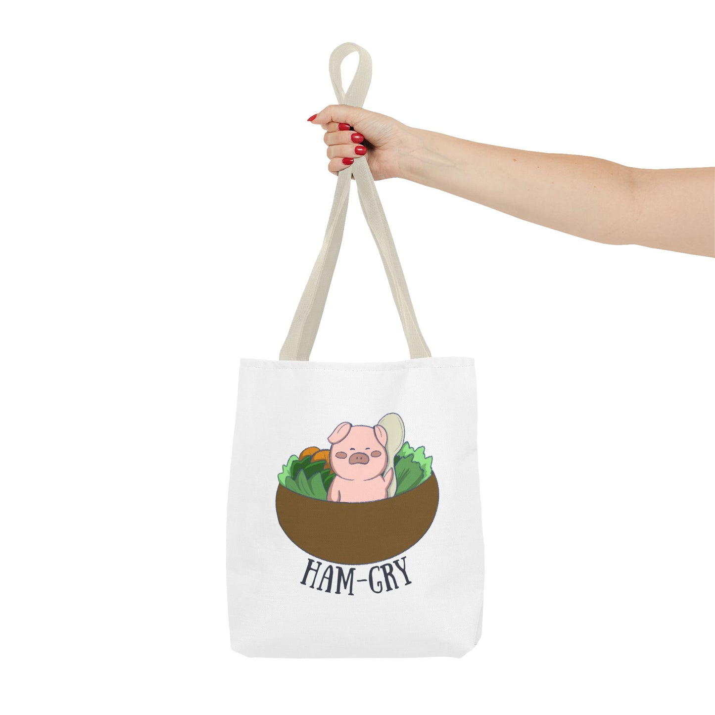 Ham-Gry Pig Pun Hand-Drawn Cartoon Tote Bag