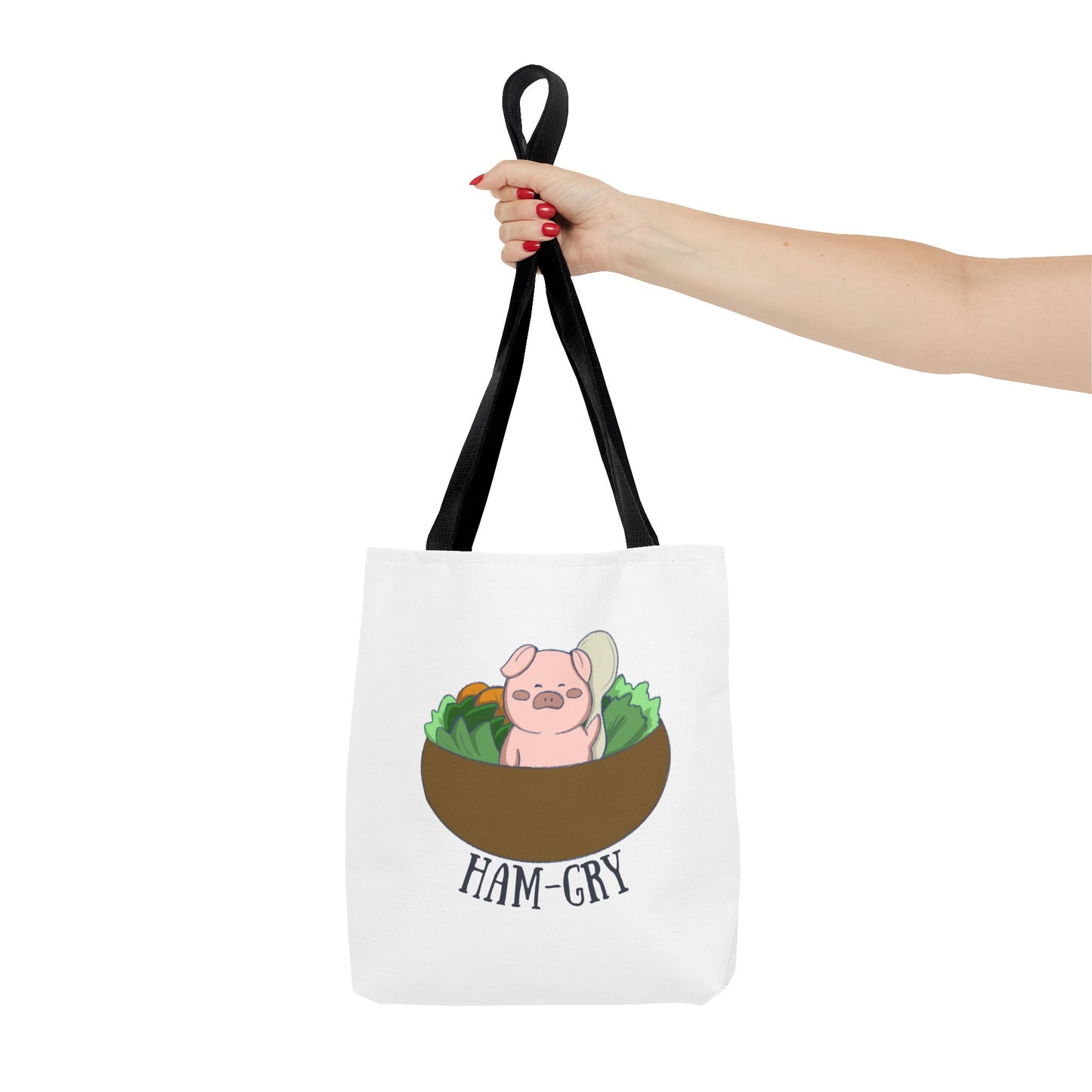 Ham-Gry Pig Pun Hand-Drawn Cartoon Tote Bag
