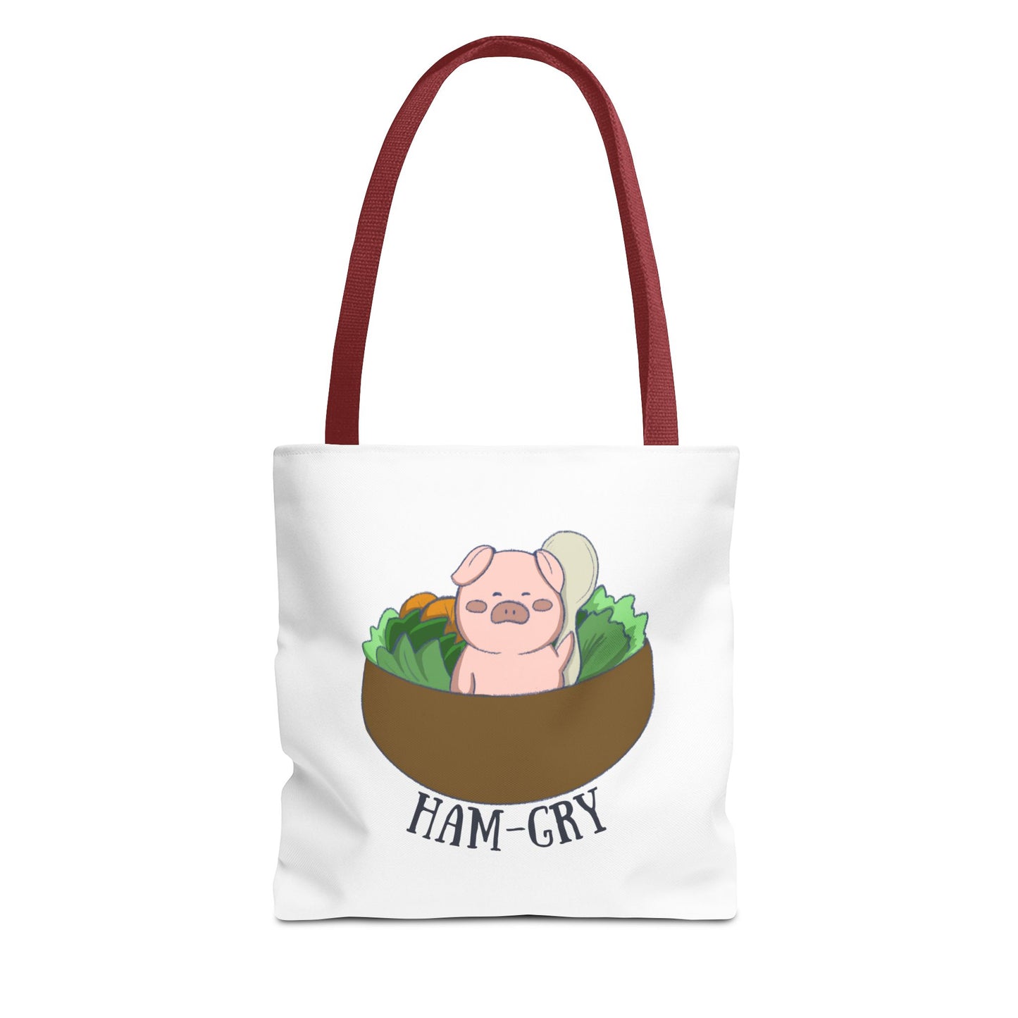 Ham-Gry Pig Pun Hand-Drawn Cartoon Tote Bag