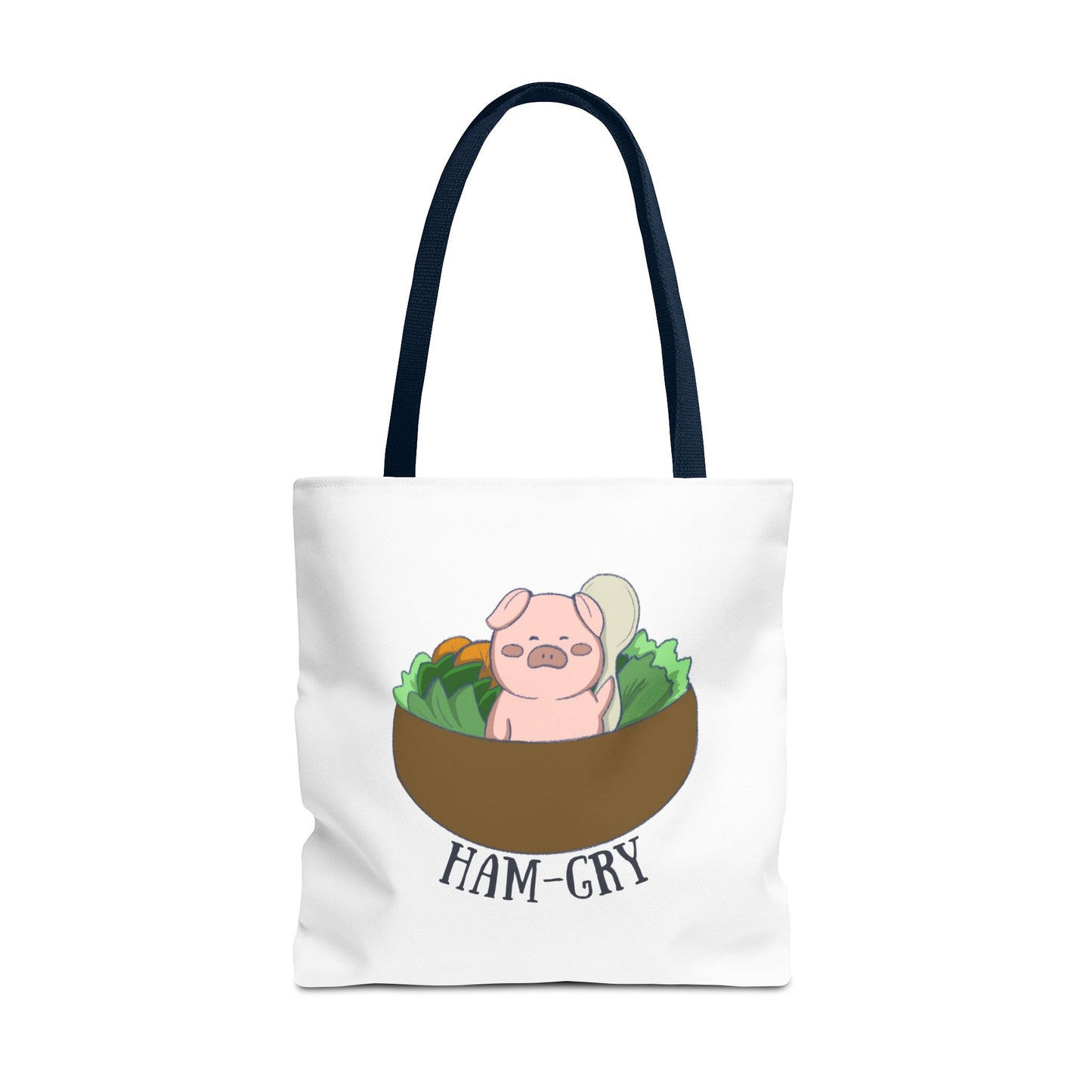 Ham-Gry Pig Pun Hand-Drawn Cartoon Tote Bag