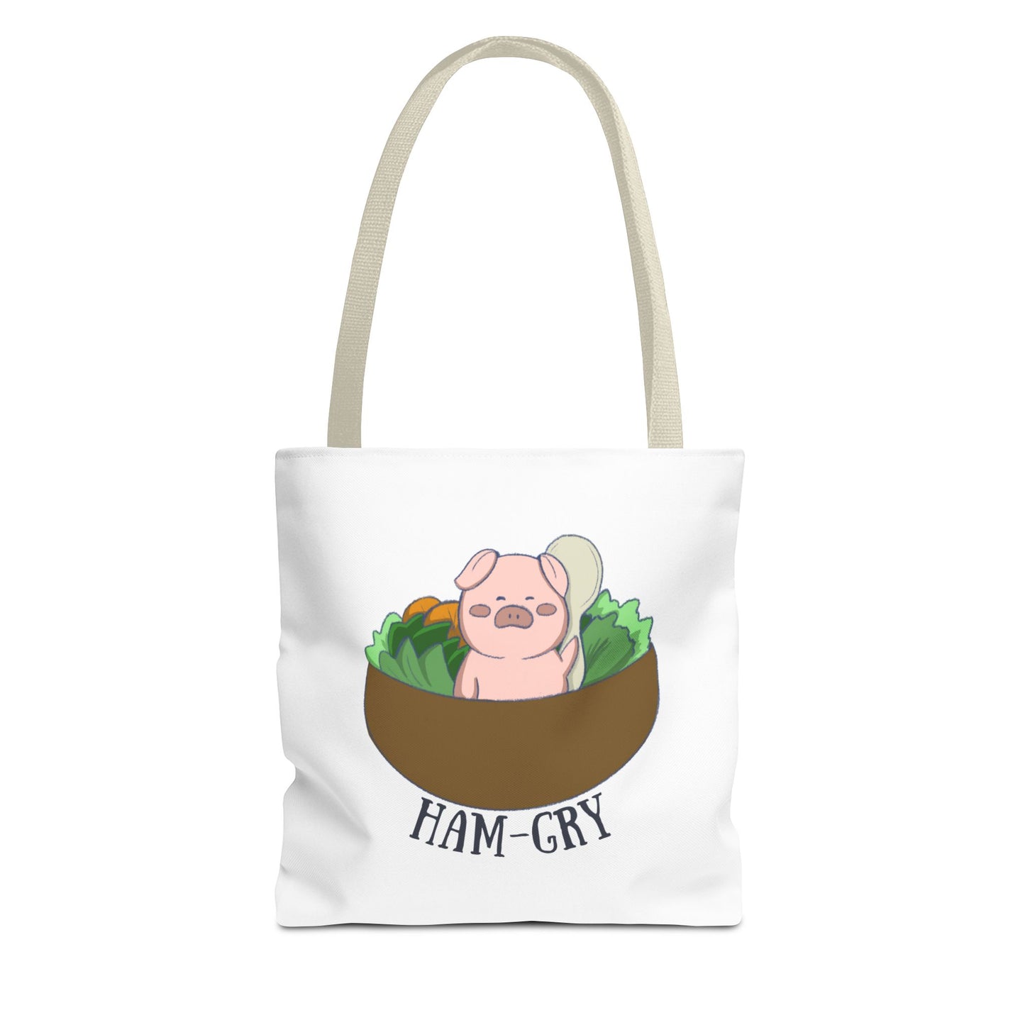 Ham-Gry Pig Pun Hand-Drawn Cartoon Tote Bag