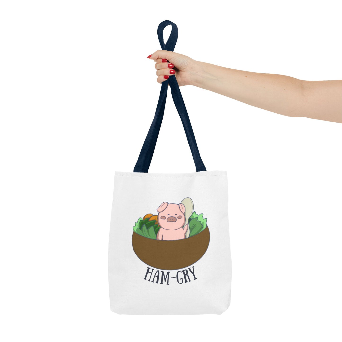 Ham-Gry Pig Pun Hand-Drawn Cartoon Tote Bag
