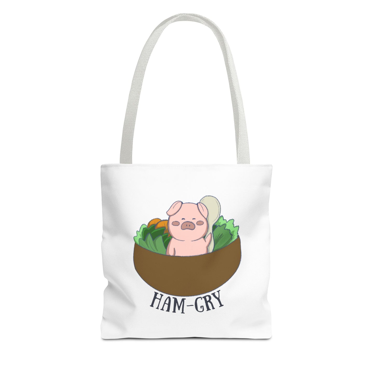 Ham-Gry Pig Pun Hand-Drawn Cartoon Tote Bag