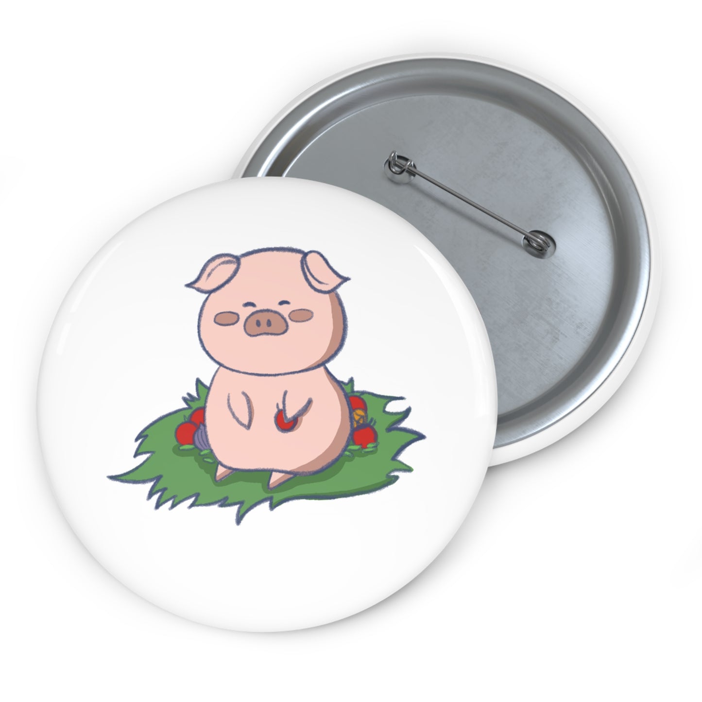 Pigasso Pig on Leaf Hand-Drawn Cartoon Pin