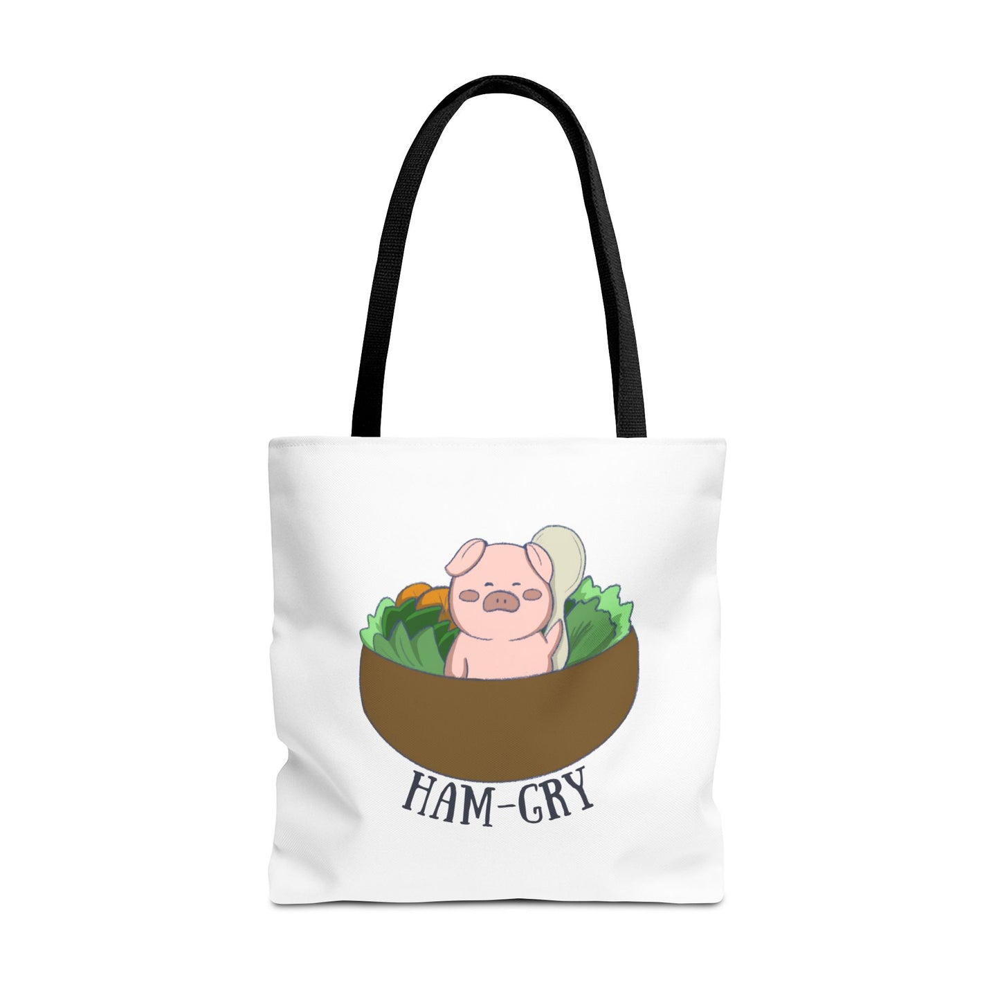 Ham-Gry Pig Pun Hand-Drawn Cartoon Tote Bag