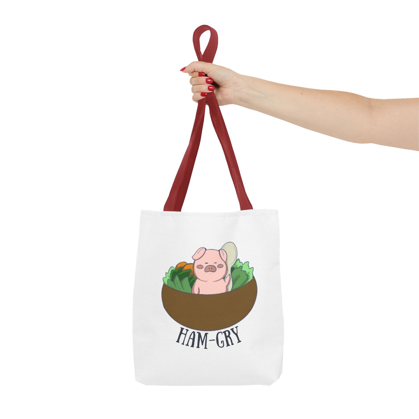 Ham-Gry Pig Pun Hand-Drawn Cartoon Tote Bag