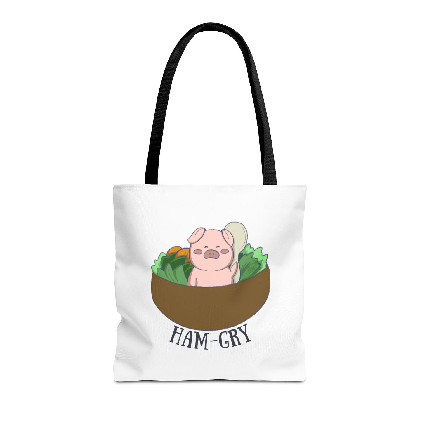 Ham-Gry Pig Pun Hand-Drawn Cartoon Tote Bag