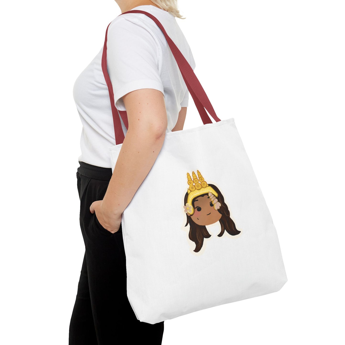 Khmer Apsara Hand-Drawn Cartoon Cotton Canvas Tote Bag 2.0 by ArtfulErica