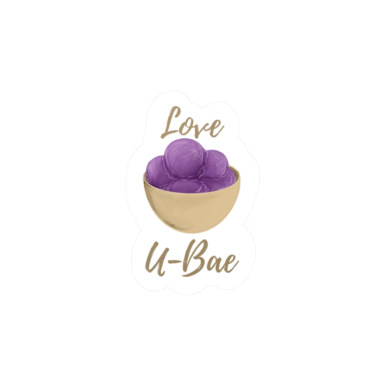 Love U-Bae Ube Pun Hand-Drawn Filipino Sticker