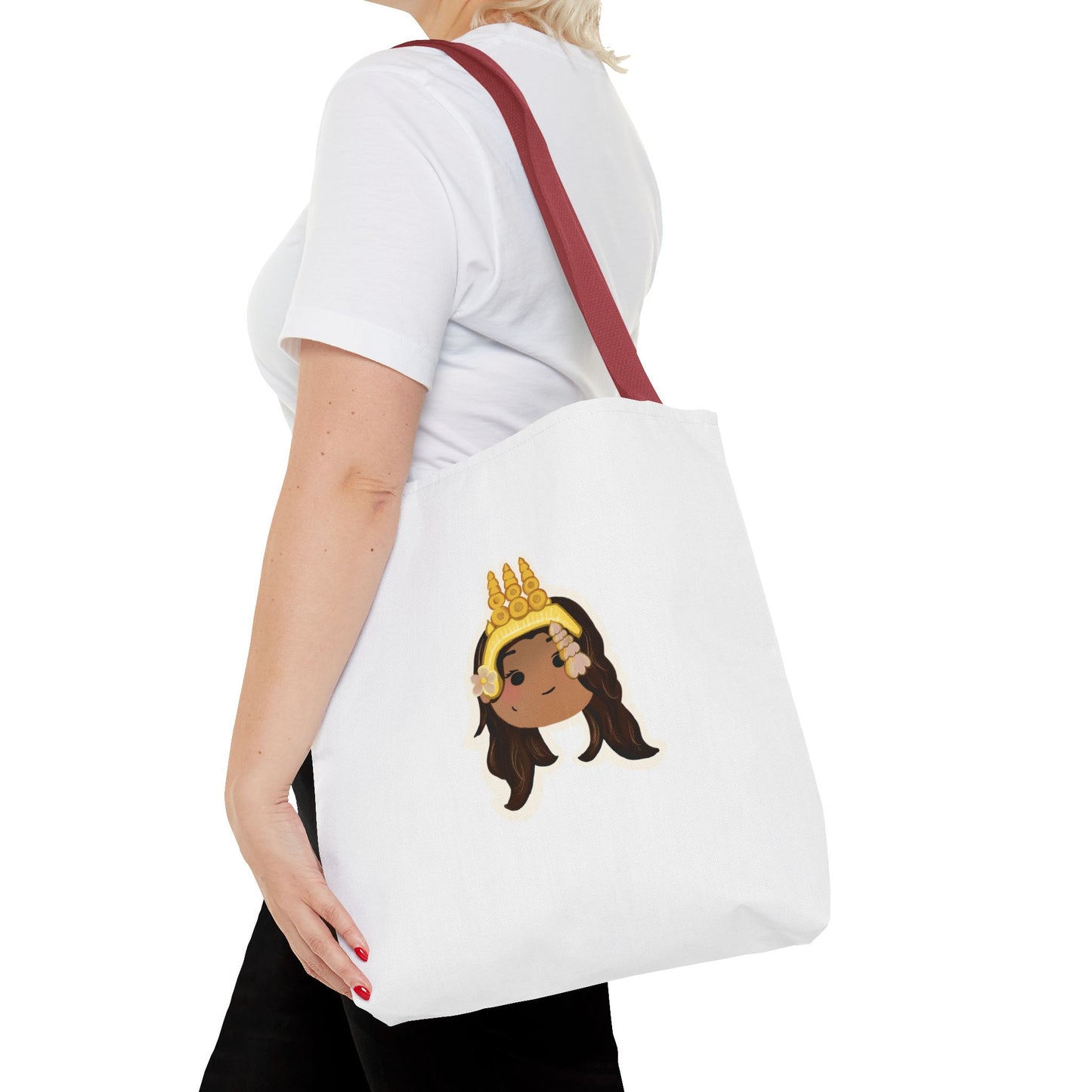 Khmer Apsara Hand-Drawn Cartoon Cotton Canvas Tote Bag 2.0 by ArtfulErica