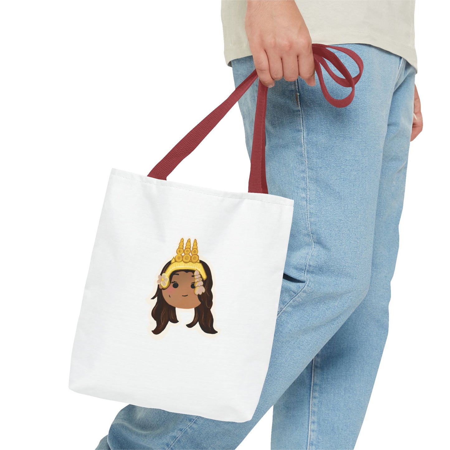 Khmer Apsara Hand-Drawn Cartoon Cotton Canvas Tote Bag 2.0 by ArtfulErica