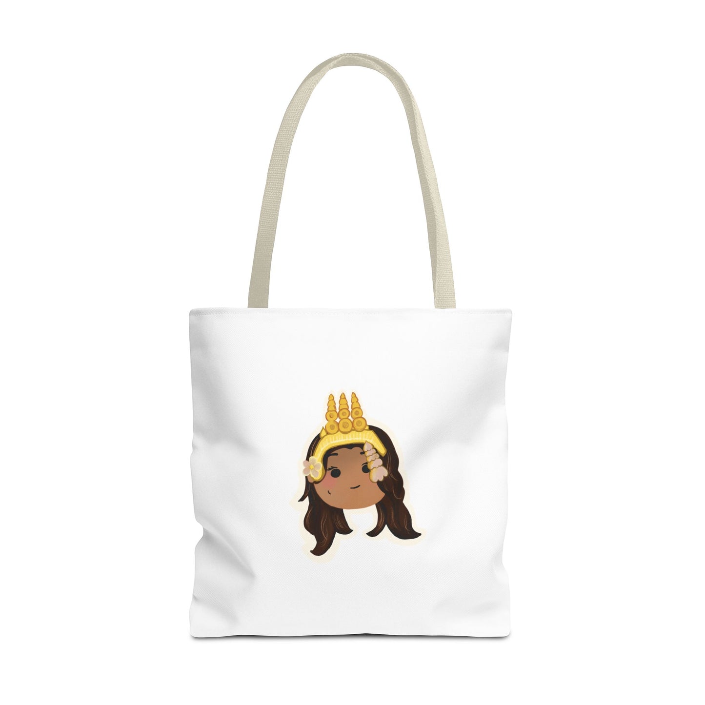 Khmer Apsara Hand-Drawn Cartoon Cotton Canvas Tote Bag 2.0 by ArtfulErica