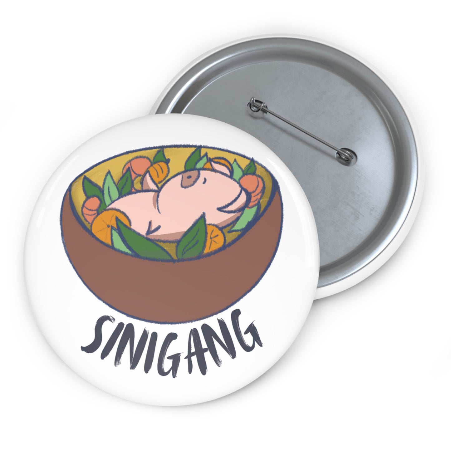 Sinigang Pig Pun Hand-Drawn Cartoon Pin