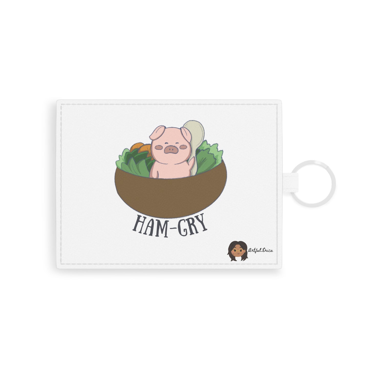 Ham-Gry Pig Pun Hand-Drawn Cartoon Card Holder