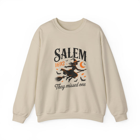 Salem Witchcraft 1692 Crewneck Sweatshirt - "They Missed One" | Halloween Sweatshirt