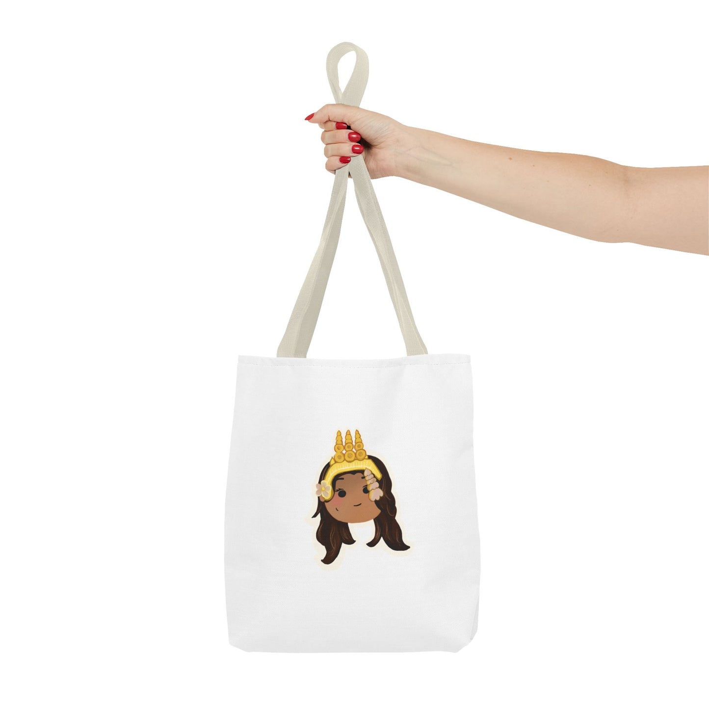 Khmer Apsara Hand-Drawn Cartoon Cotton Canvas Tote Bag 2.0 by ArtfulErica