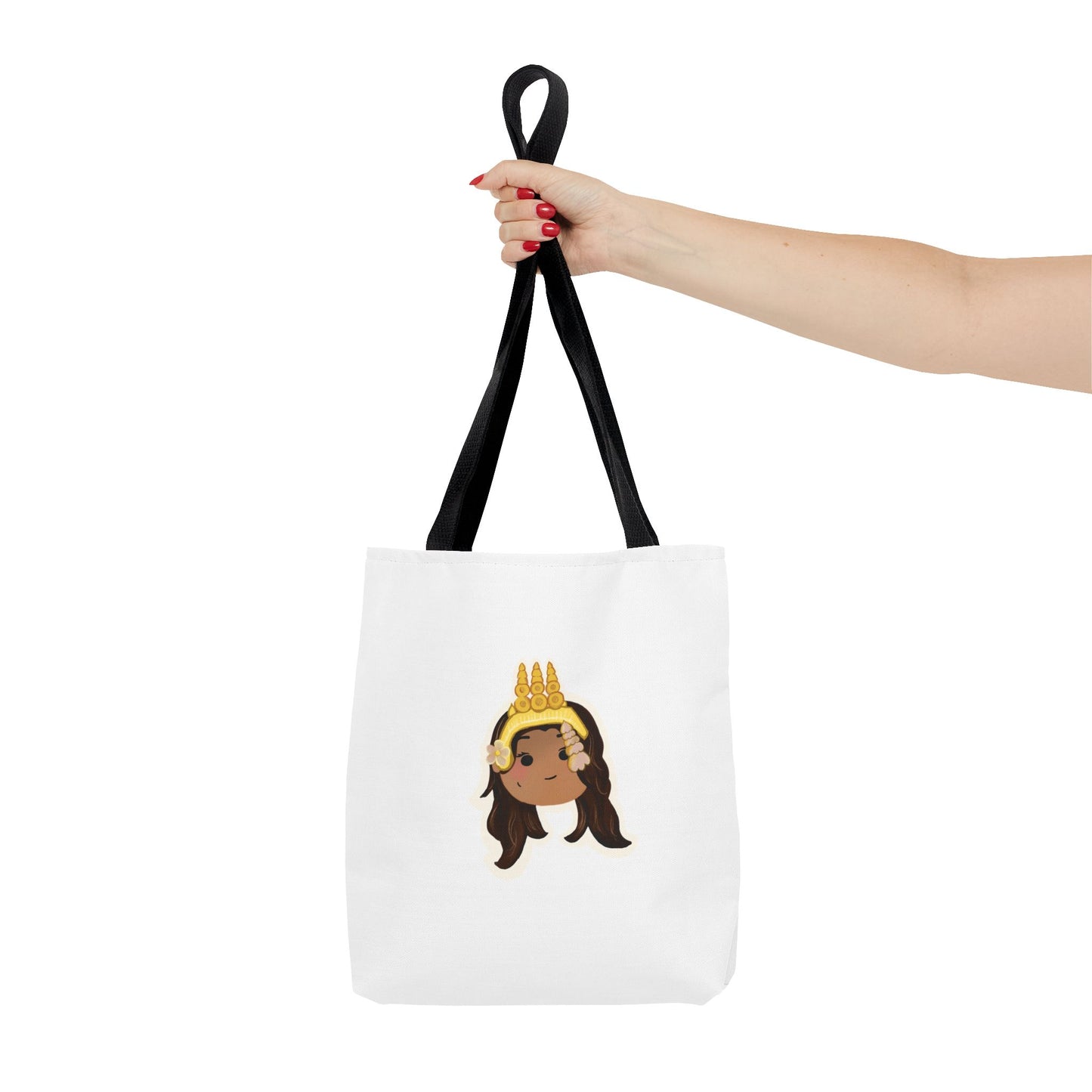 Khmer Apsara Hand-Drawn Cartoon Cotton Canvas Tote Bag 2.0 by ArtfulErica