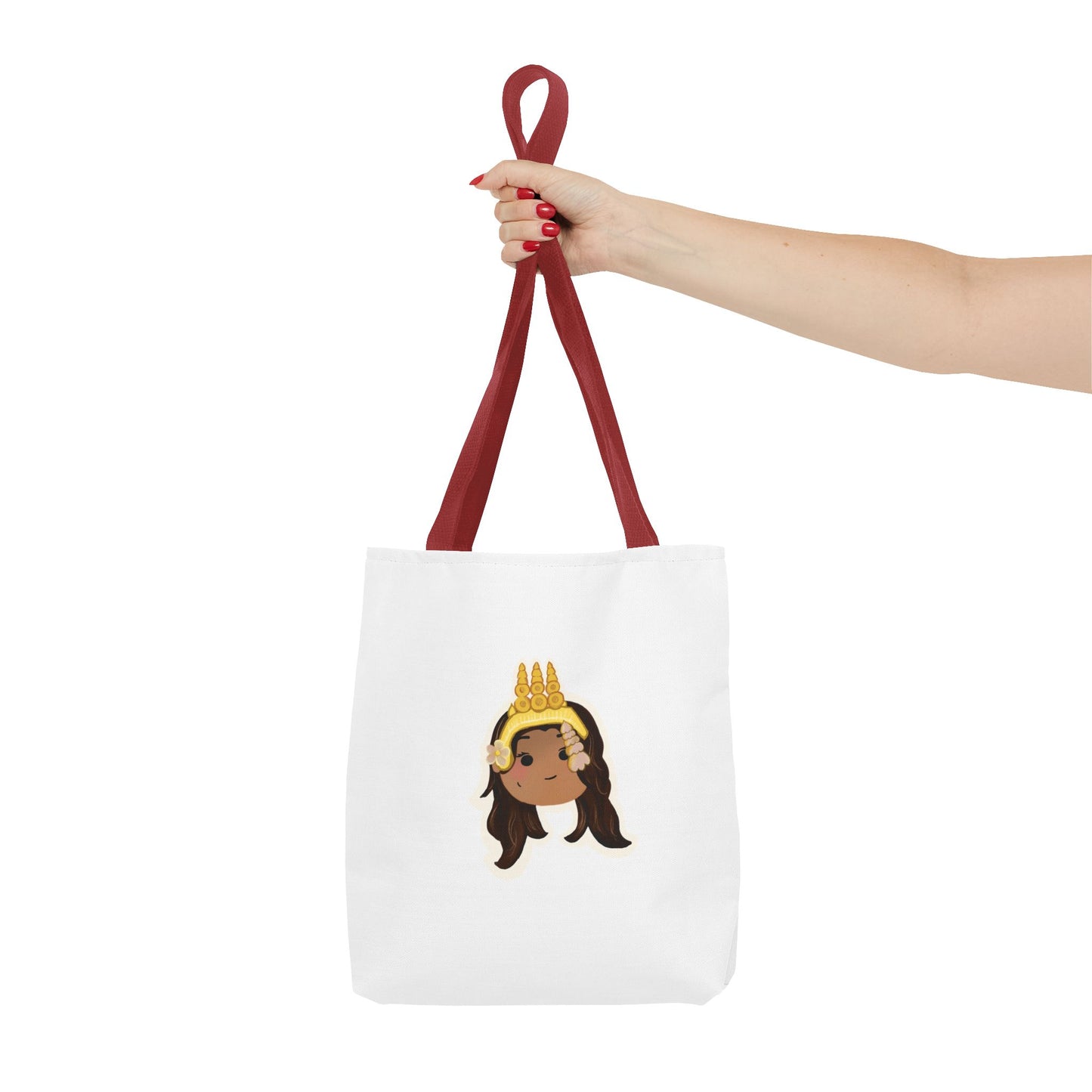 Khmer Apsara Hand-Drawn Cartoon Cotton Canvas Tote Bag 2.0 by ArtfulErica