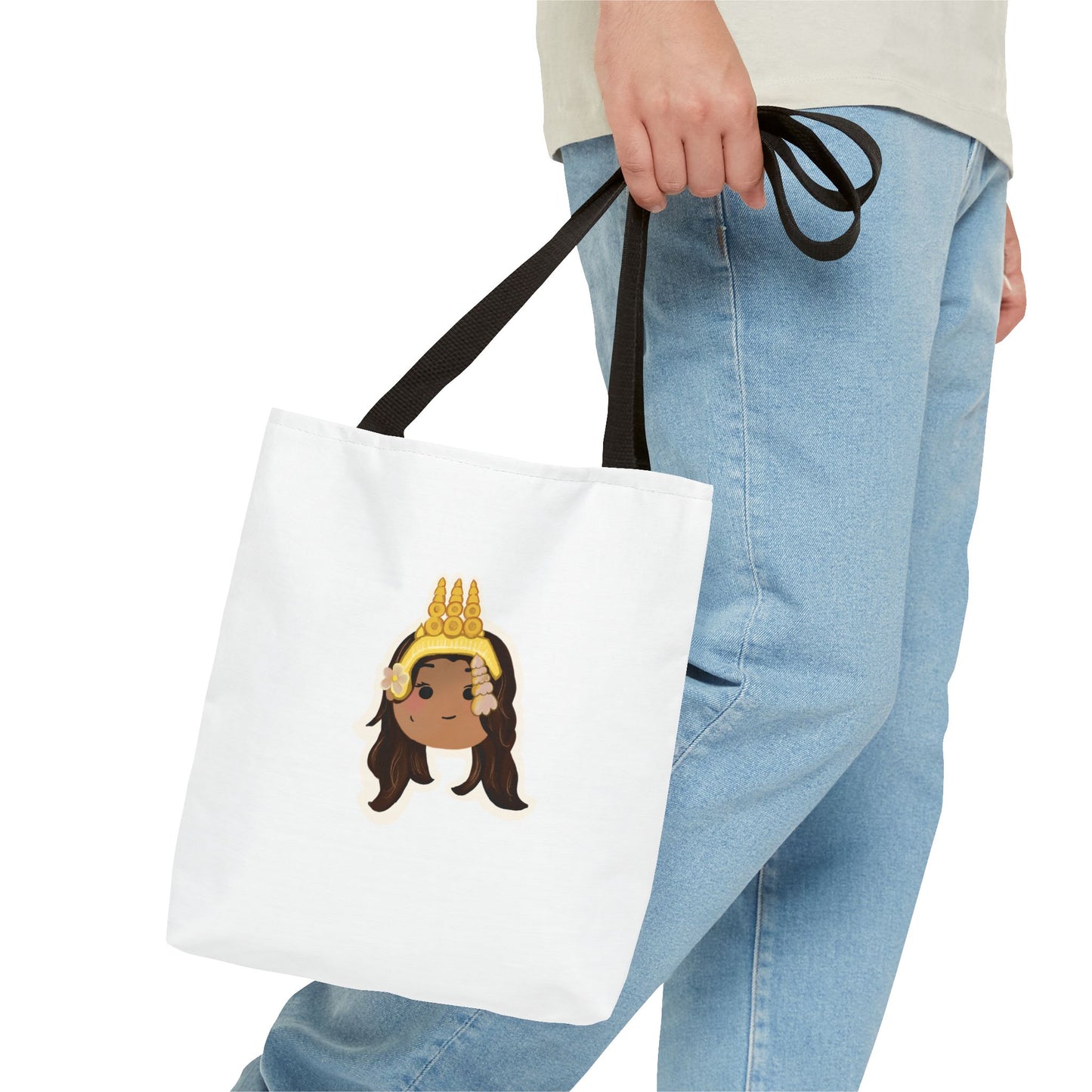 Khmer Apsara Hand-Drawn Cartoon Cotton Canvas Tote Bag 2.0 by ArtfulErica