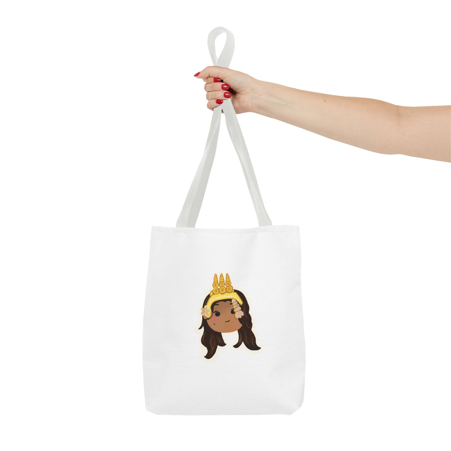 Khmer Apsara Hand-Drawn Cartoon Cotton Canvas Tote Bag 2.0 by ArtfulErica