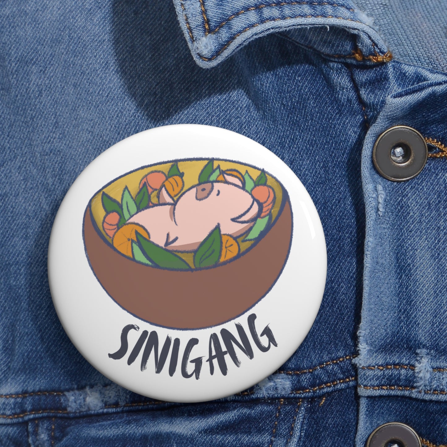 Sinigang Pig Pun Hand-Drawn Cartoon Pin