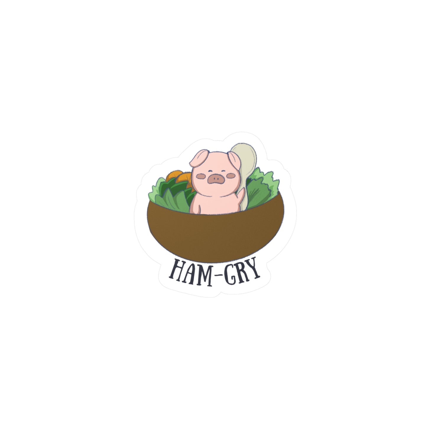 Ham-Gry Pig Pun Hand-Drawn Cartoon Sticker