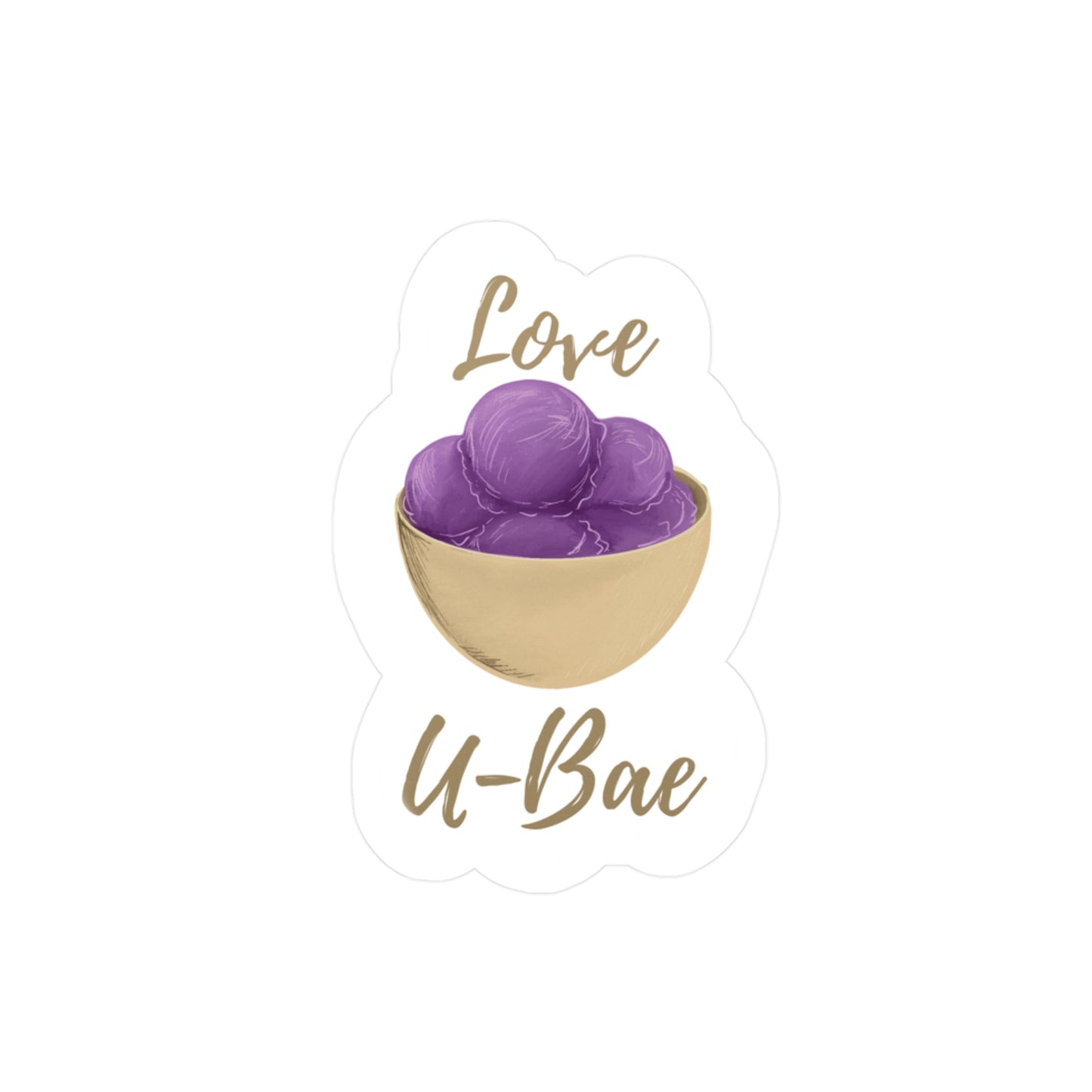 Love U-Bae Ube Pun Hand-Drawn Filipino Sticker